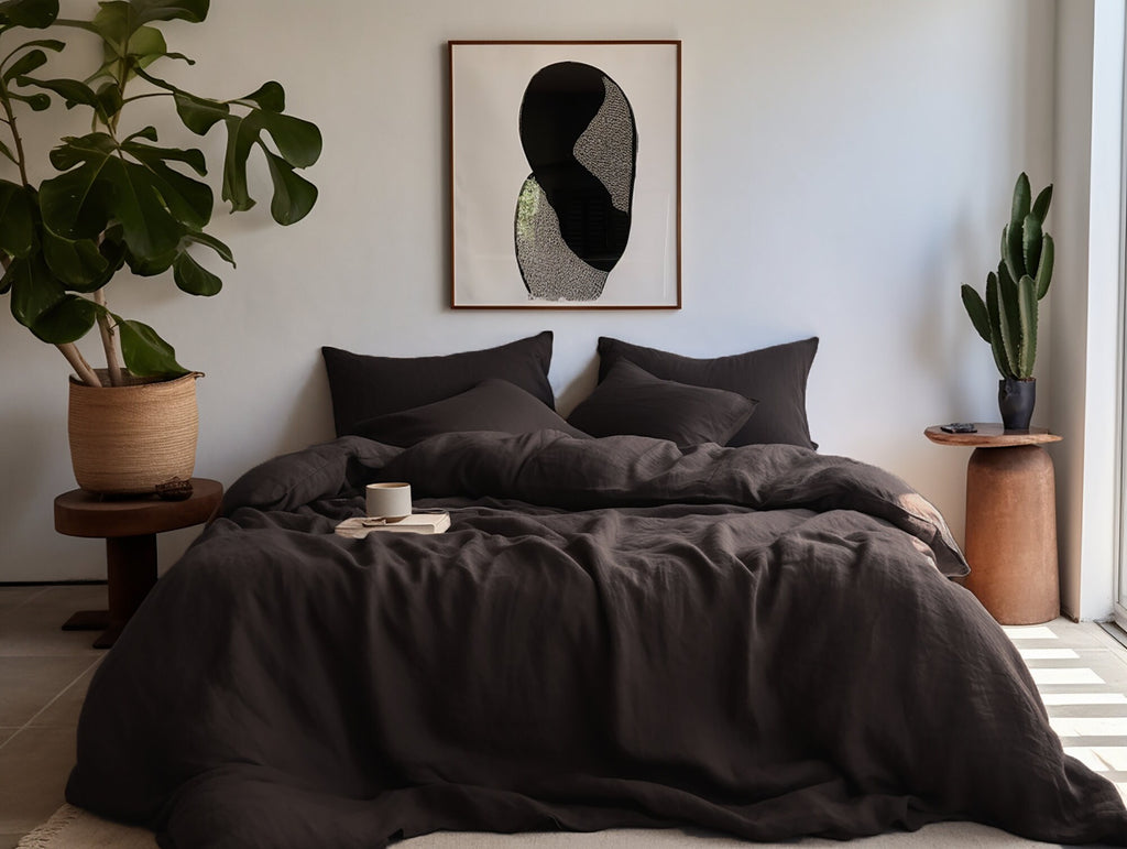 Brown linen pillowcase