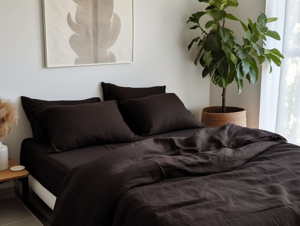 Brown linen pillowcase