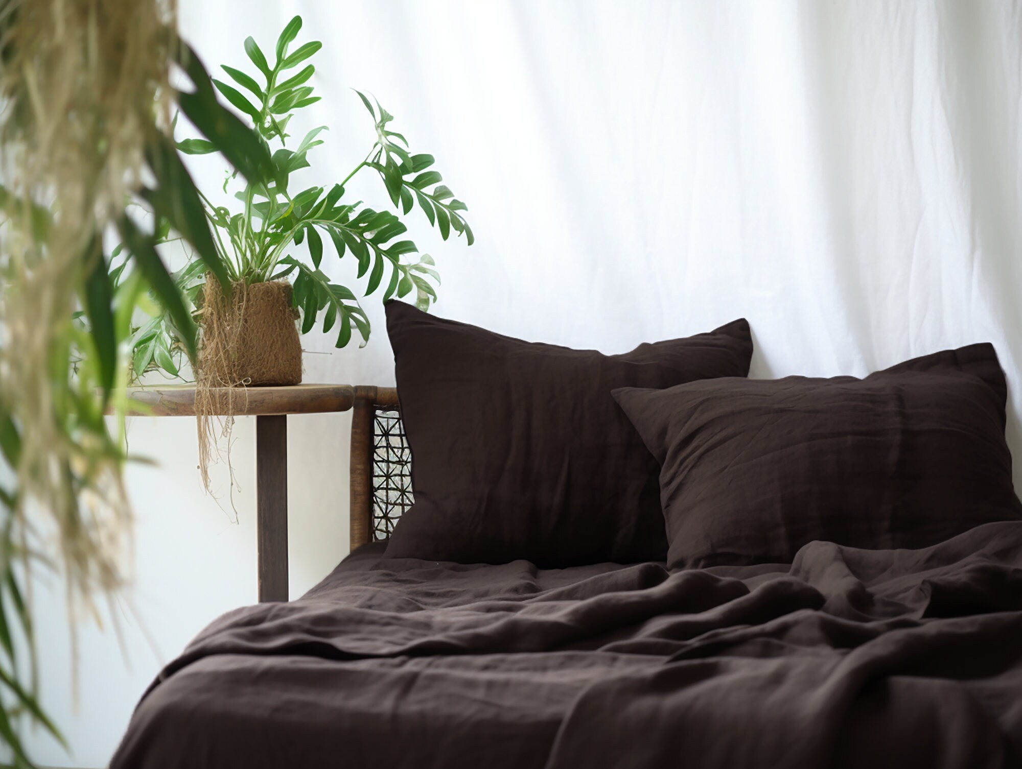 Brown linen flat sheet