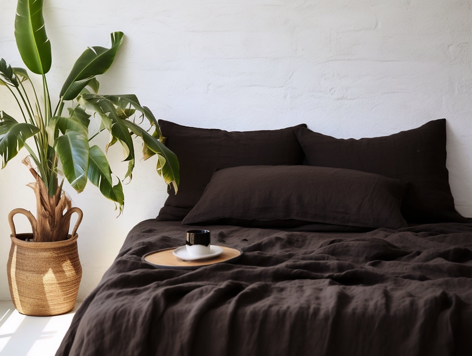 Brown linen flat sheet