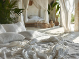 Ready to ship 2 Duvet covers and 4 FREE Pillowcases in white color Linen bedding set