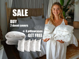 Ready to ship 2 Duvet covers and 4 FREE Pillowcases in white color Linen bedding set