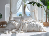 Ready to ship 2 Duvet covers and 4 FREE Pillowcases in white color Linen bedding set