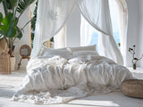 Ready to ship 2 Duvet covers and 4 FREE Pillowcases in white color Linen bedding set