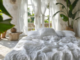 Ready to ship 2 Duvet covers and 4 FREE Pillowcases in white color Linen bedding set