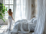 Ready to ship 2 Duvet covers and 4 FREE Pillowcases in white color Linen bedding set