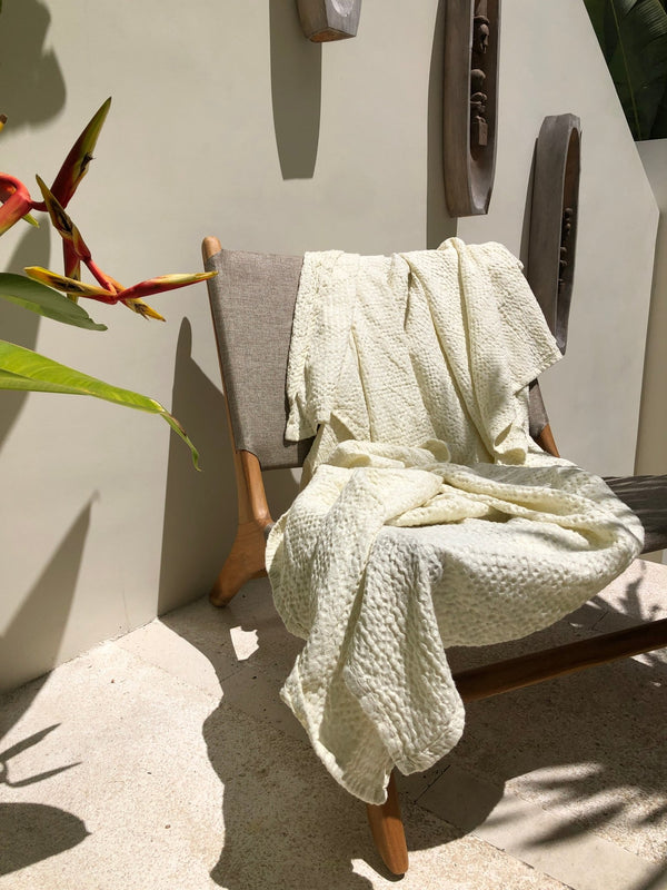 Ivory waffle coverlet