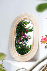 Large oval rattan wicker mirror