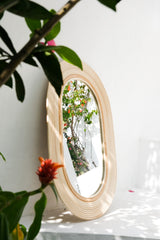 Large oval rattan wicker mirror
