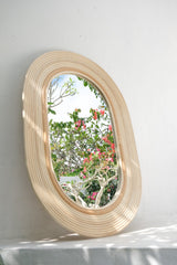 Large oval rattan wicker mirror