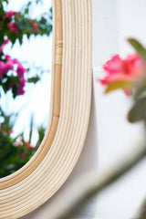 Large oval rattan wicker mirror