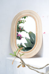 Large oval rattan wicker mirror