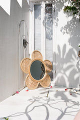 Large round rattan sunflower mirror