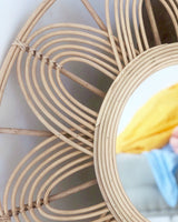Large round rattan sunflower mirror