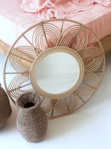 Large round rattan sunflower mirror