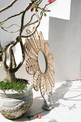 Large round rattan sunflower mirror