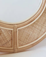 Large round rattan wicker mirror