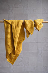 Ochre waffle towel - True Things