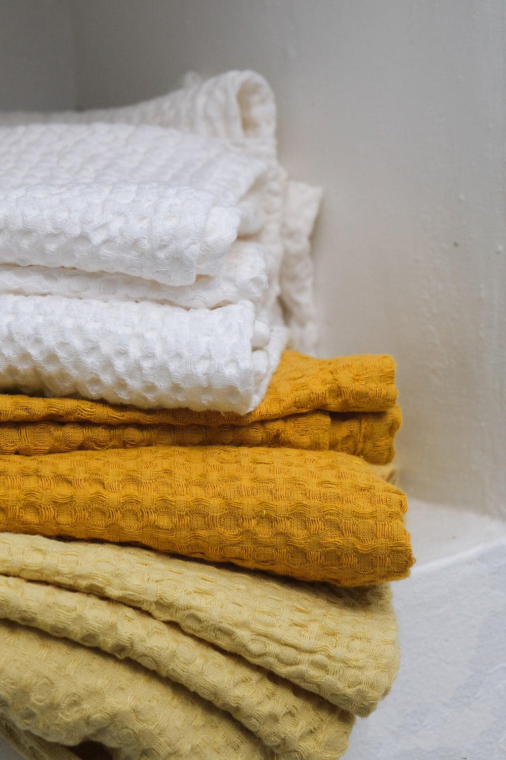 Ochre waffle towel - True Things