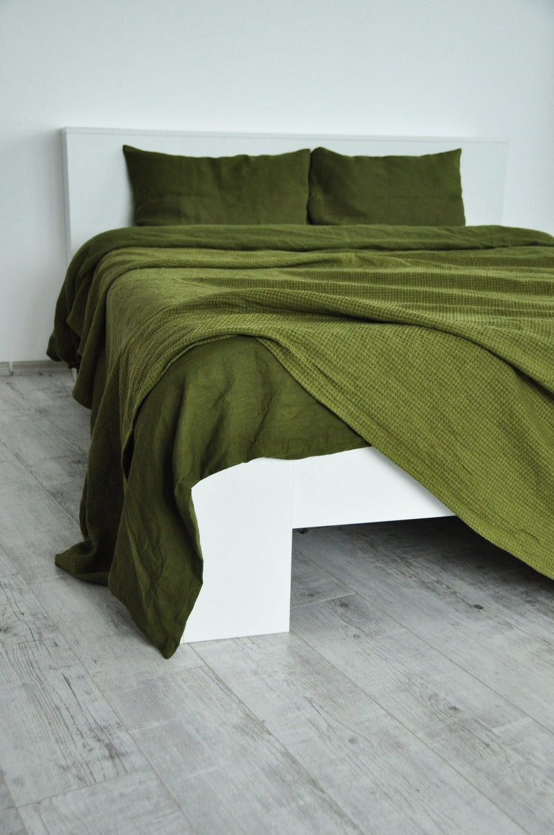 Olive waffle coverlet - True Things