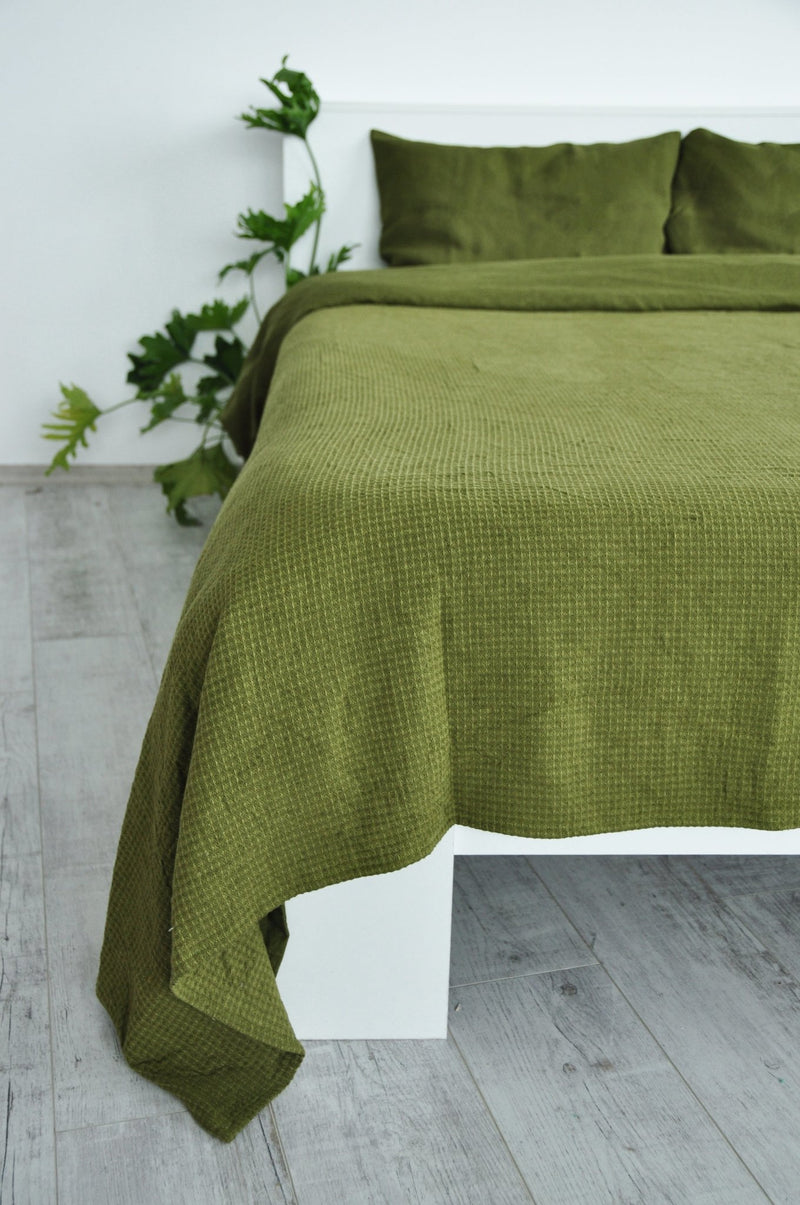 Olive waffle coverlet - True Things