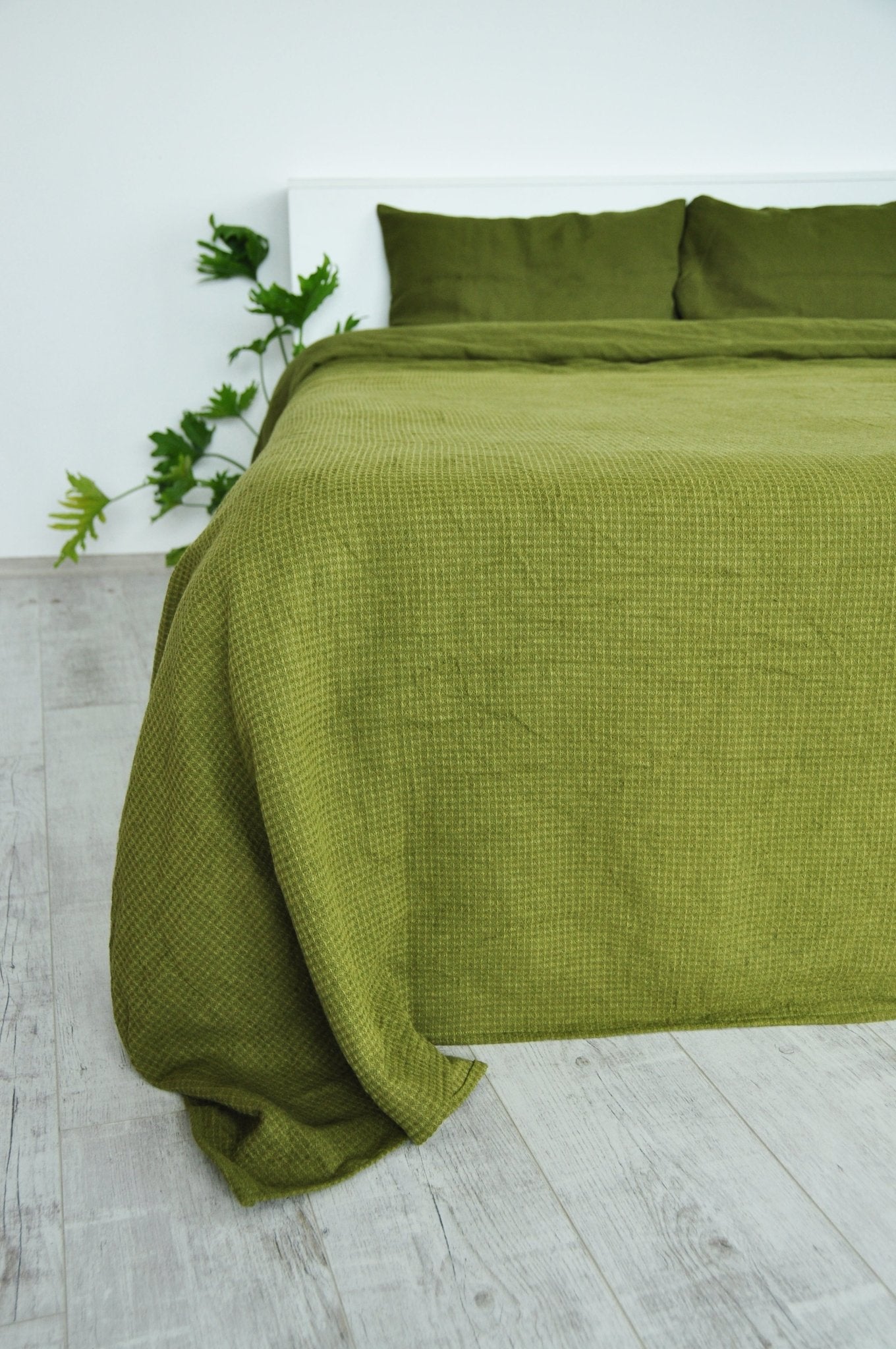 Olive waffle coverlet - True Things