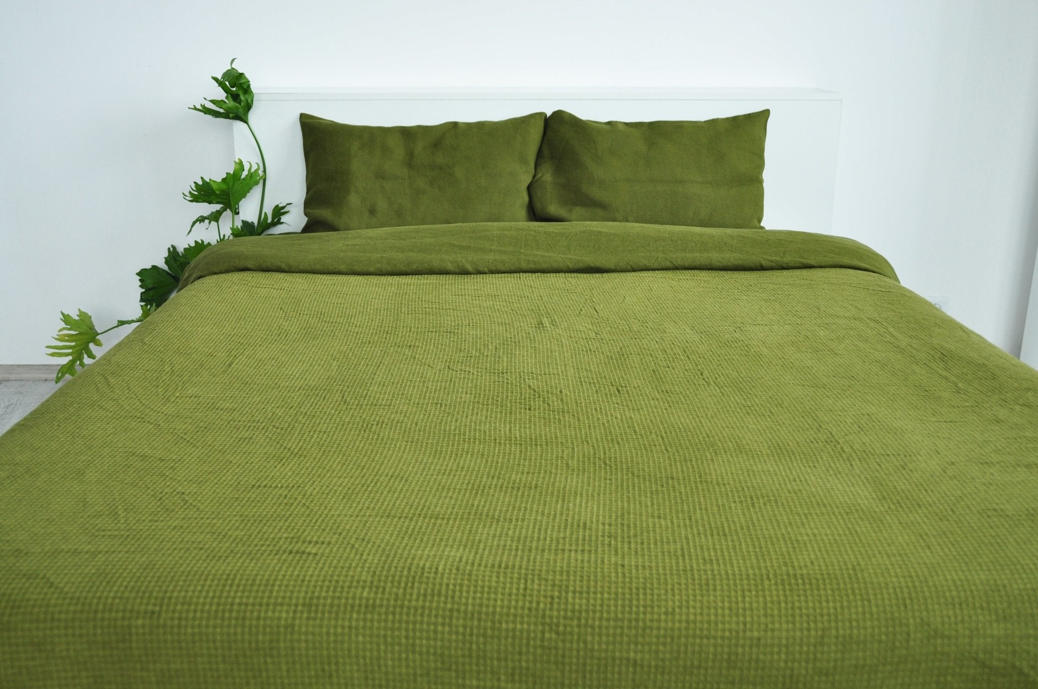 Olive waffle coverlet - True Things