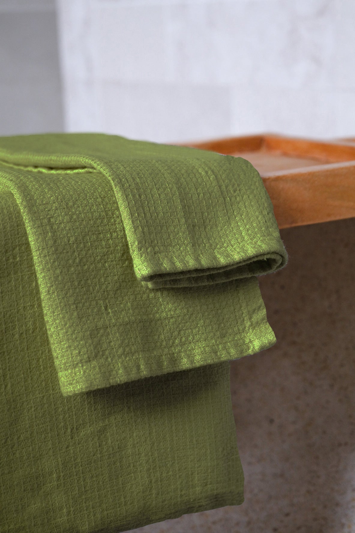 Olive waffle towel - True Things