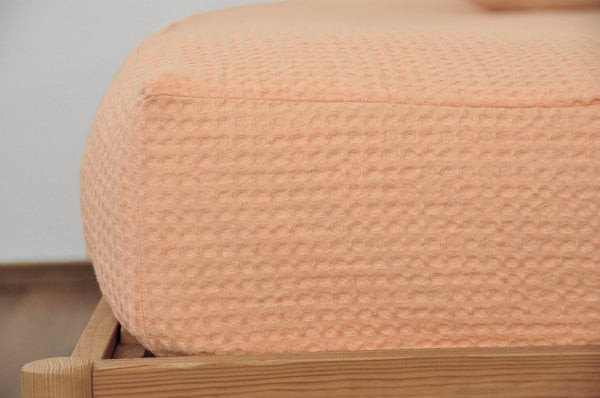 Peach waffle fitted sheet - True Things