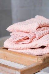 Peach waffle towel - True Things