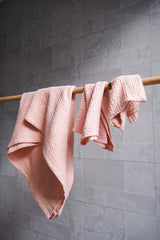 Peach waffle towel - True Things