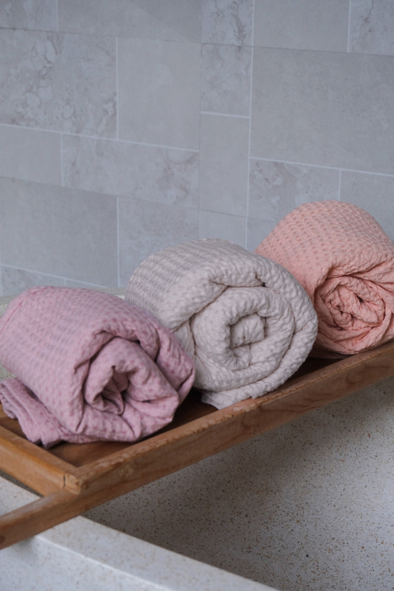 Dusty pink waffle towel