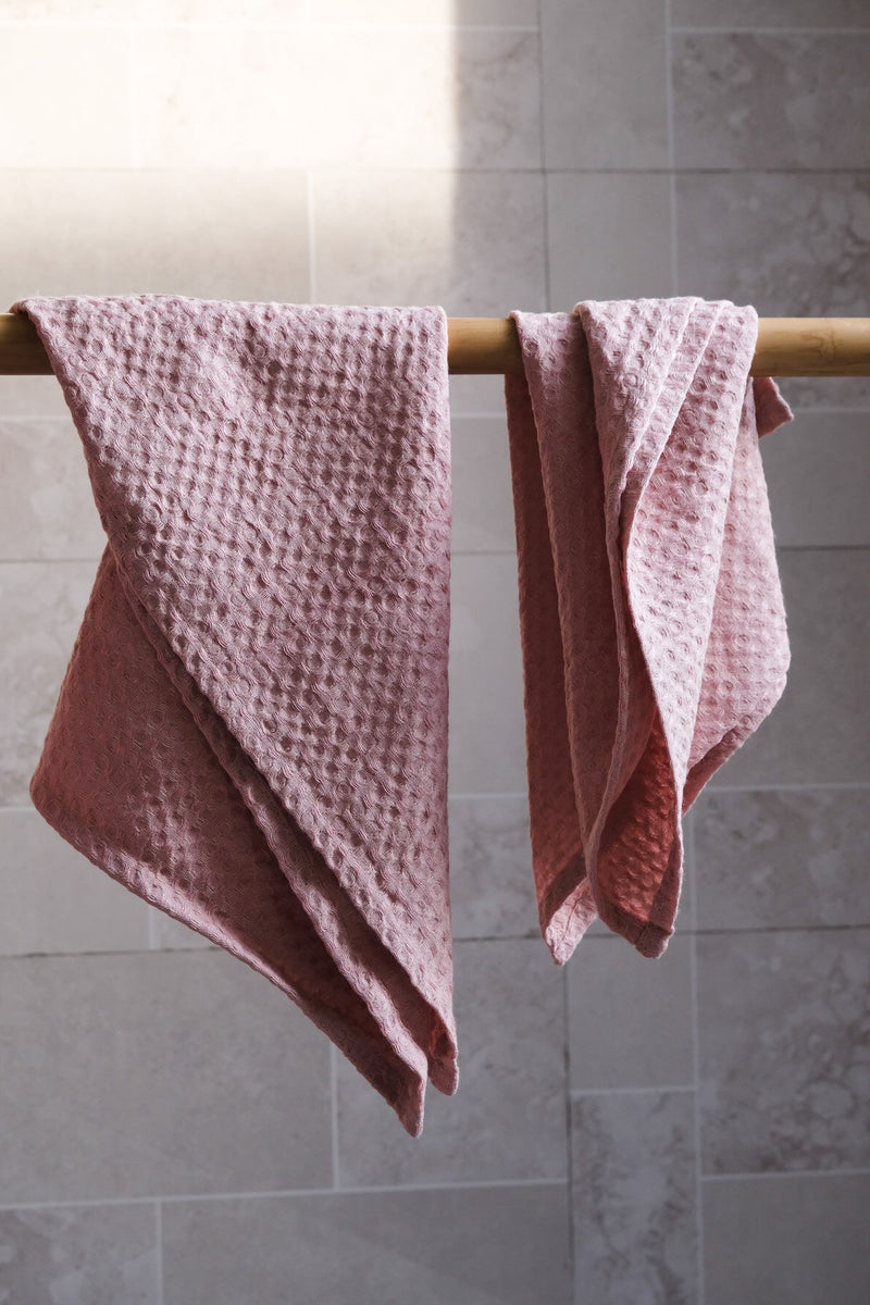 Rose pink waffle towel