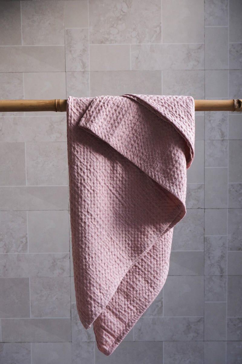 Rose pink waffle towel