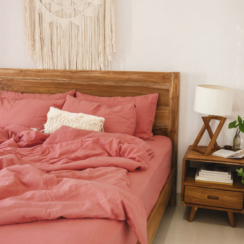 Taie d'oreiller rose rouille