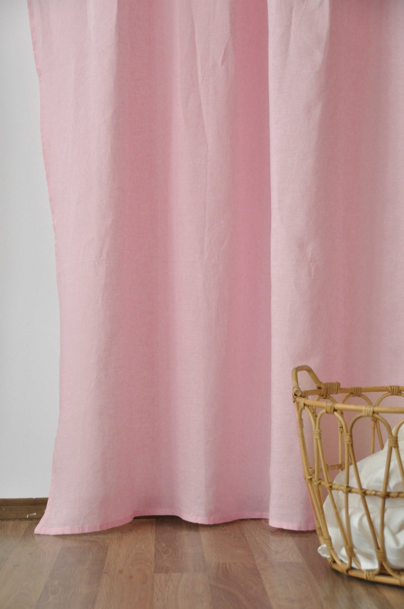 Sakura pink linen curtains