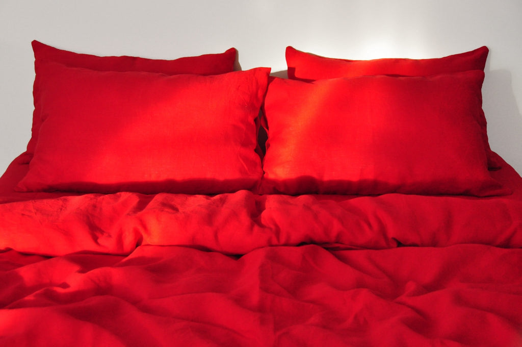 Housse de couette rouge écarlate