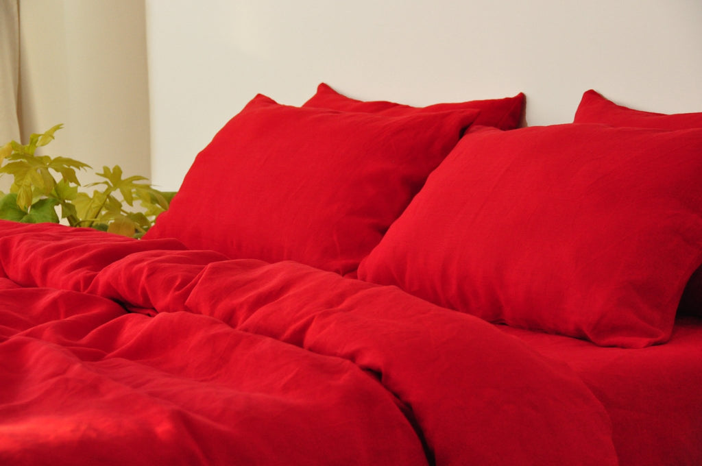 Housse de couette rouge écarlate