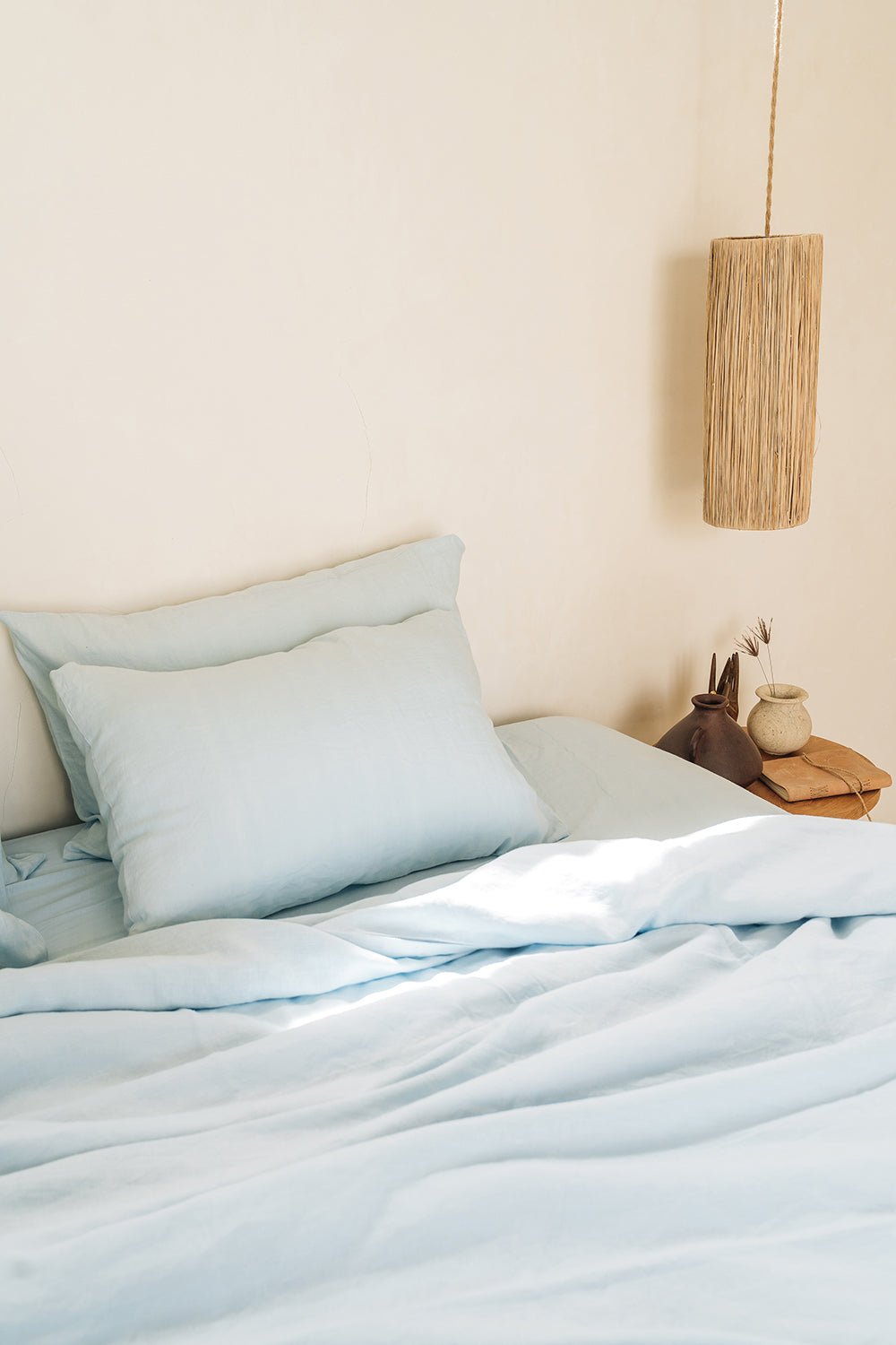 Drap housse bleu ciel