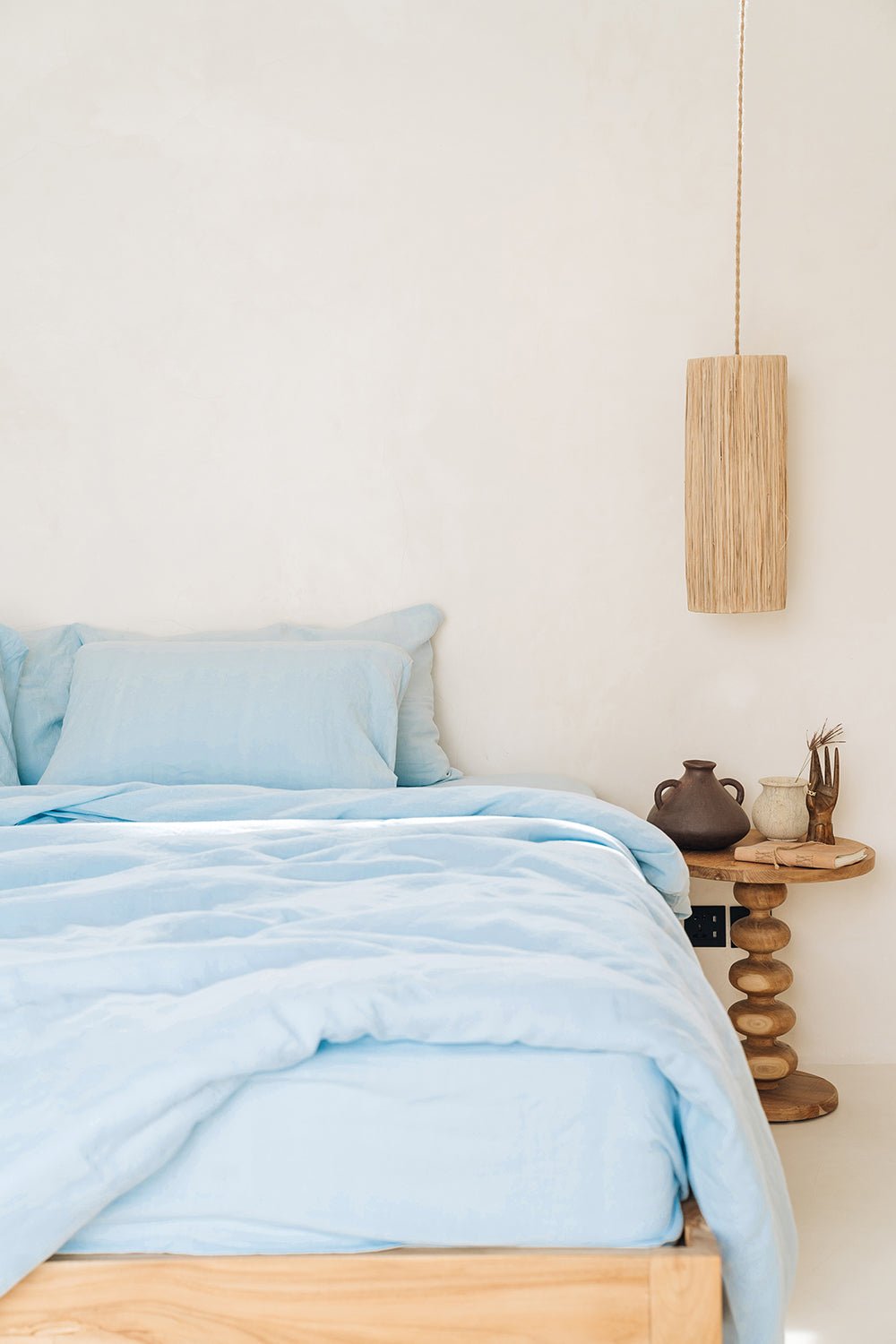 Drap housse bleu ciel