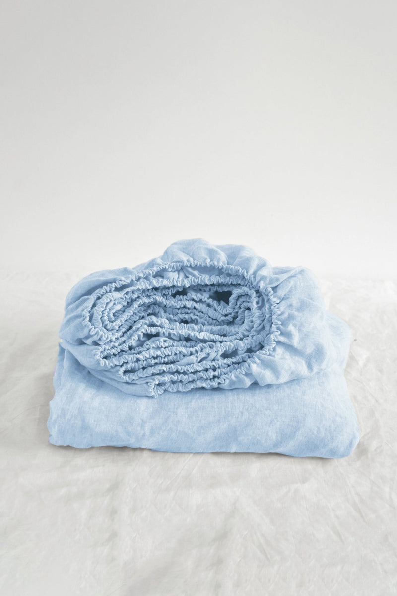 Sky blue fitted sheet