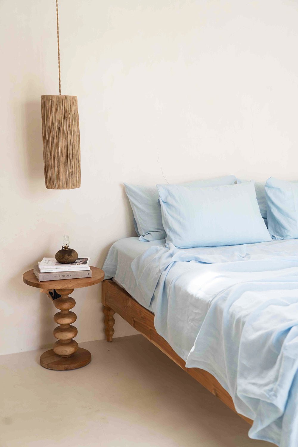 Himmelblaues Bettlaken