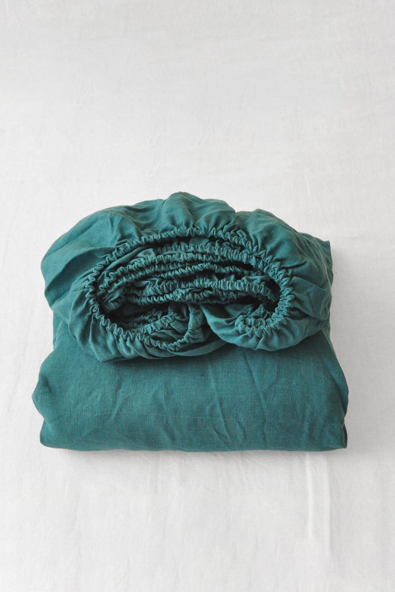 Teal fitted sheet