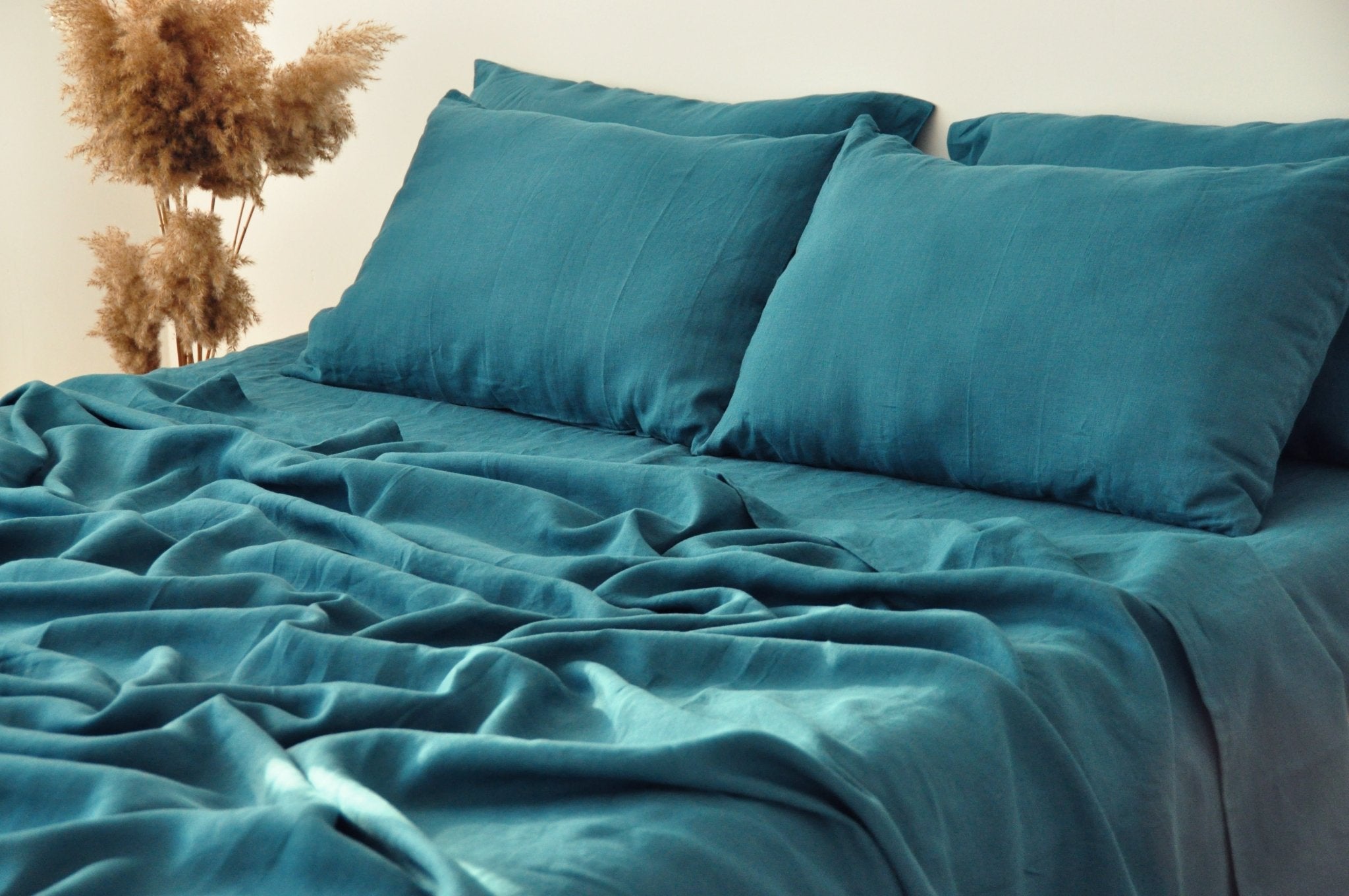 Bettlaken in Blaugrün