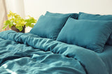 Teal linen pillowcase