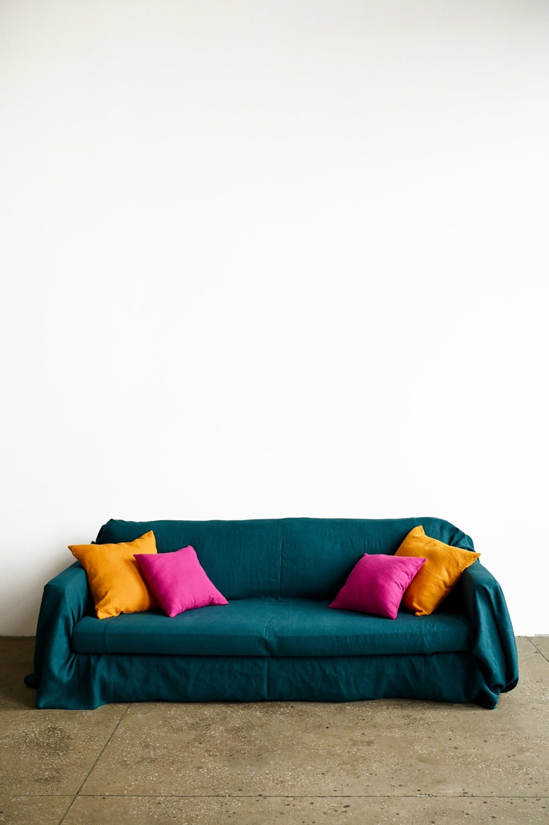Teal sofa slipcover