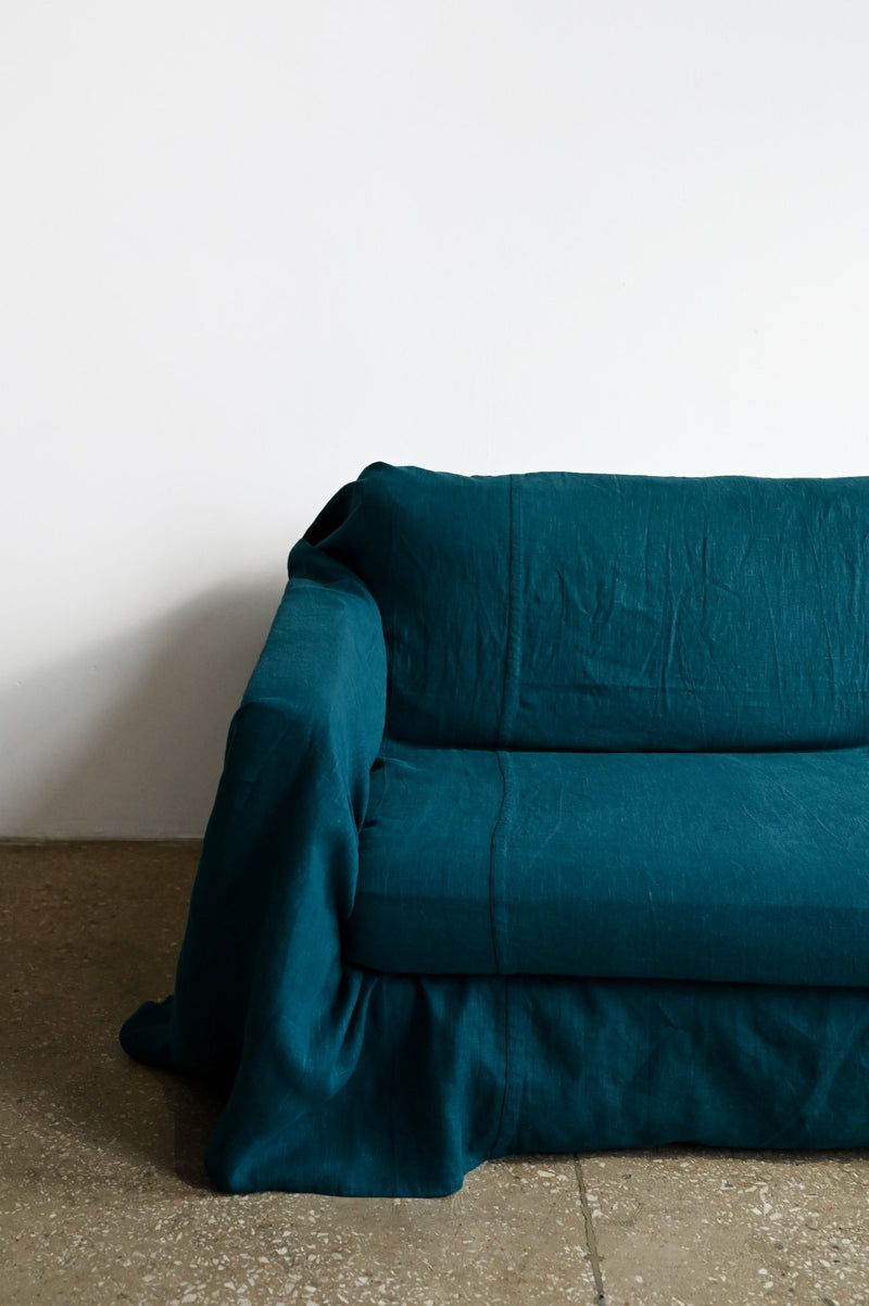 Teal sofa slipcover