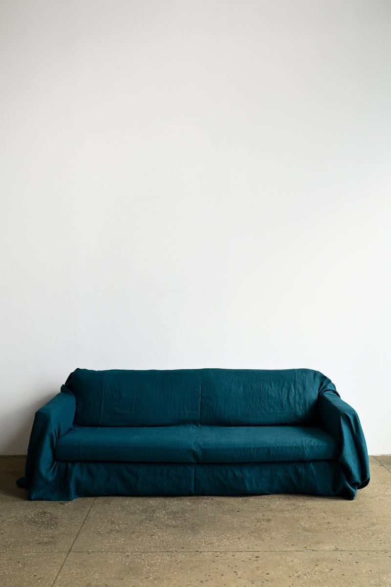 Teal sofa slipcover