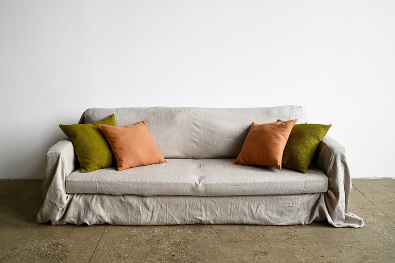 Undyed linen sofa slipcover - True Things