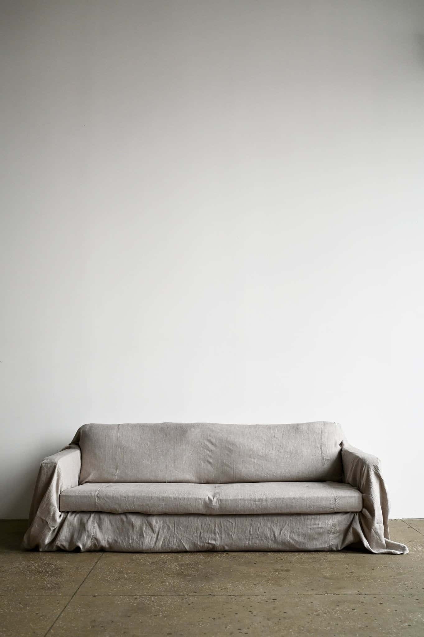 Undyed linen sofa slipcover - True Things